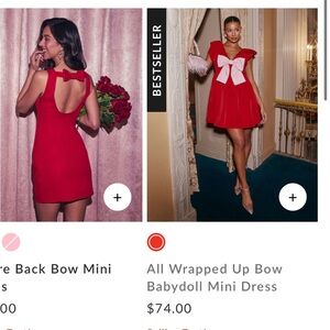 Vici Red Back Bow Mini Dress